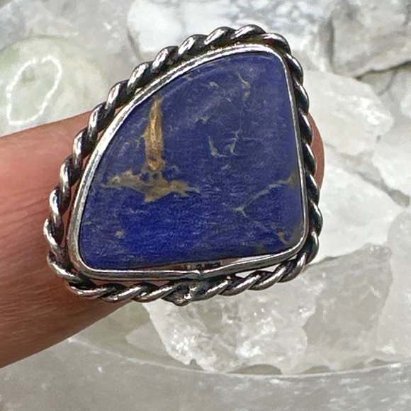 Sterling silver lapis lazuli Victorian vintage gem ring - Picture 2 of 6